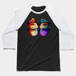 Rainbow colours glasses Baseball T-Shirt